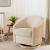 M5887WBCL,Madison Swivel Glider in Ivory Boucle and Cane w/Light Wood Base