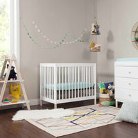 M12998WNX,Gelato 4-in-1 Convertible Mini Crib and Twin bed in White Finish w/Washed Natural Feet