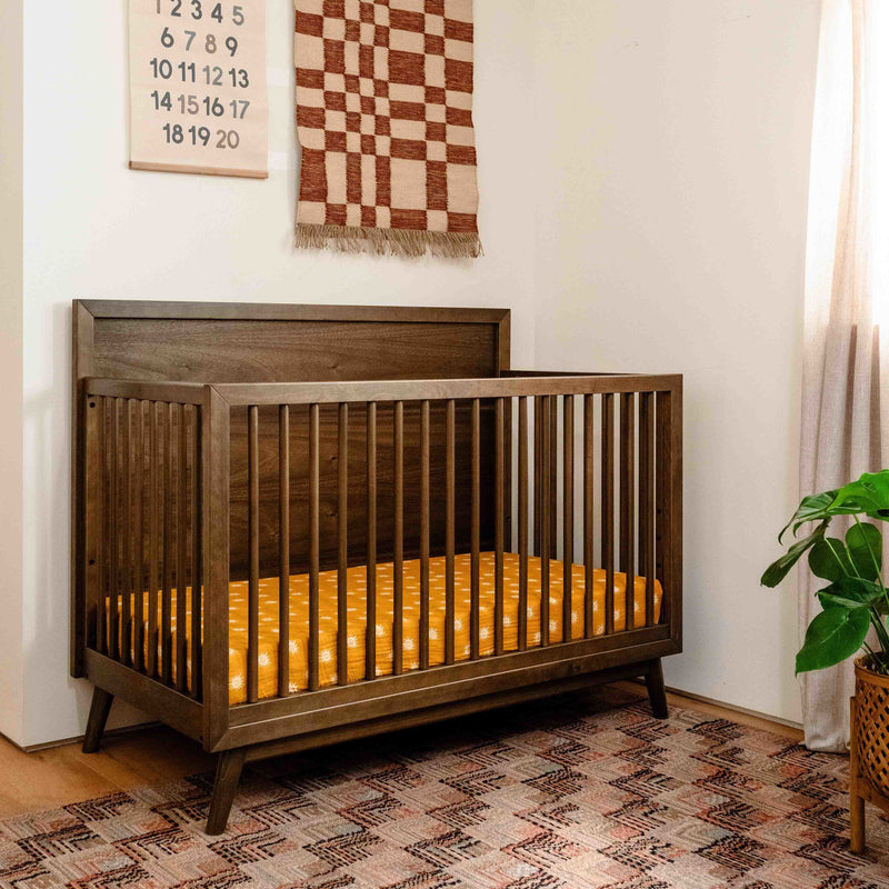 M15901NL,Palma Mid-Century 4-in-1 Convertible Crib w/Toddler Bed Conversion in Natural Walnut