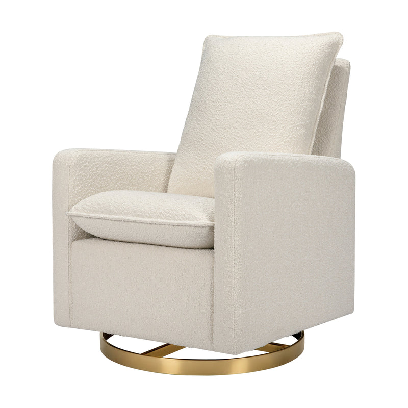 M20987WBG,Cali Pillowback Swivel Glider in Ivory Boucle w/ Gold Base