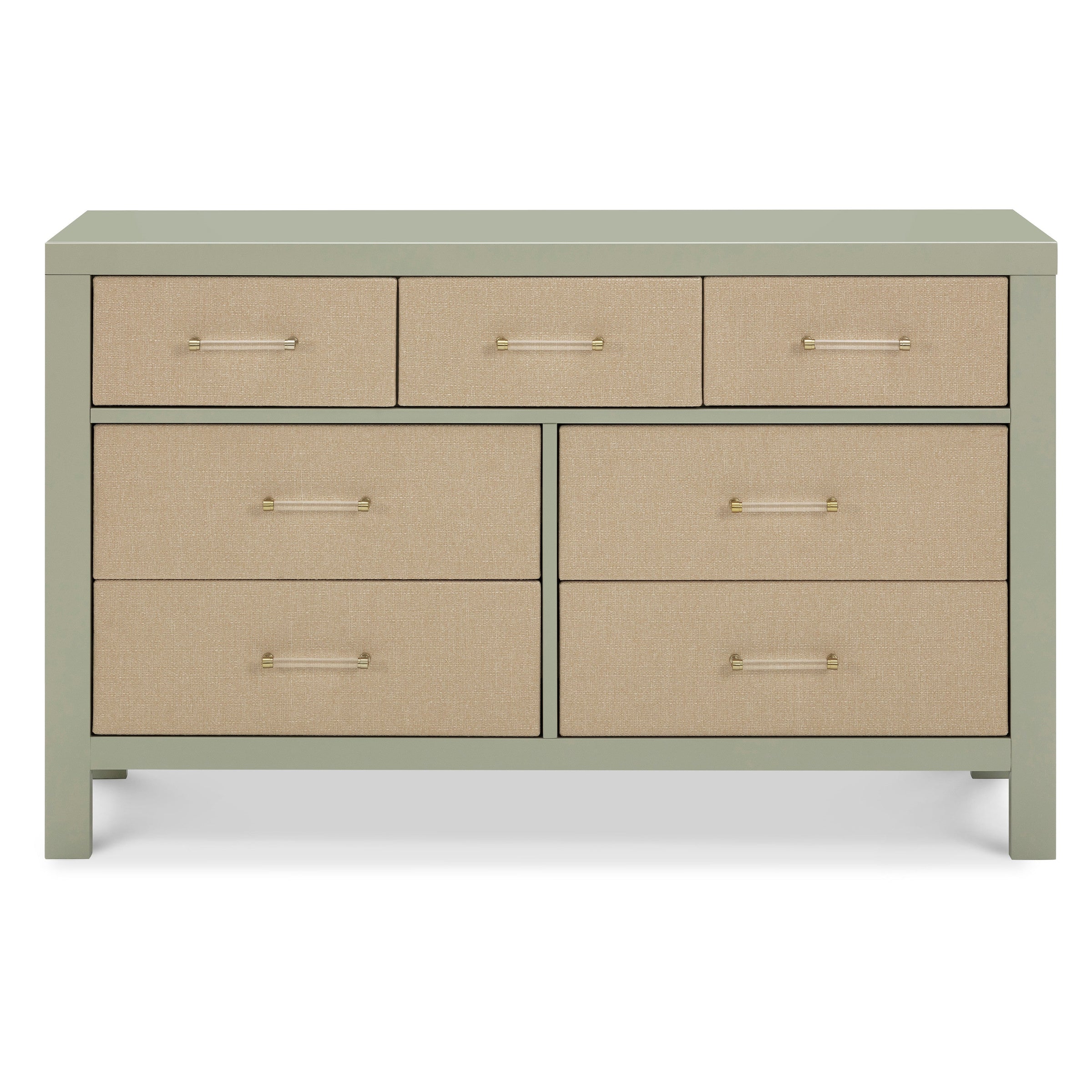 M24816FSPSEW,Eloise 7-Drawer Assembled Dresser in French Sage and Performance Sand Eco-Weave
