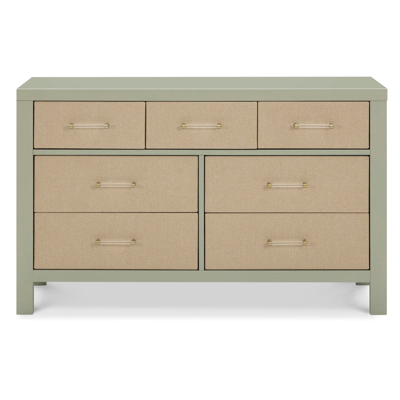 M24816FSPSEW,Eloise 7-Drawer Assembled Dresser in French Sage and Performance Sand Eco-Weave