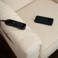 M17183PWB,Willa Deluxe Power Glider Recliner w/Heat&Massage in Performance Ivory Boucle