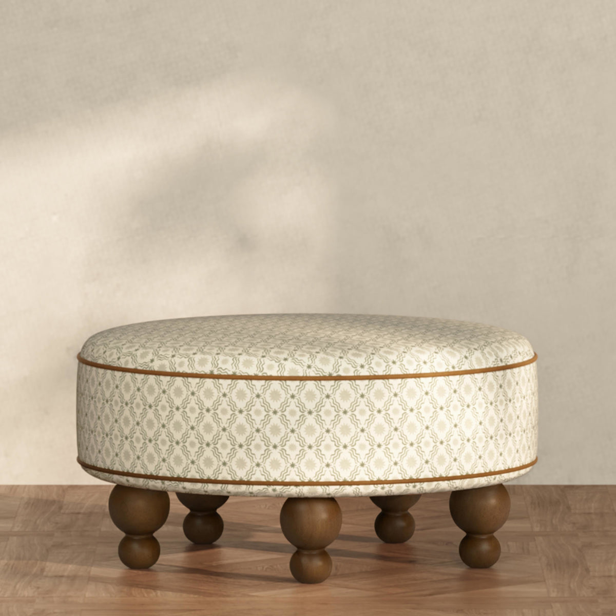 M33385OSRCTF,Nate Berkus x Babyletto Astre Ottoman in Perf Olive Star Eco-Crossweave w/Toffee feet