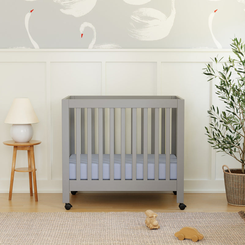 M6698G,Origami Mini Crib in Grey Finish