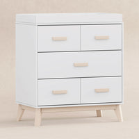 M5823WNX,Scoot 3-Drawer Changer Dresser in White/Washed Natural Finish