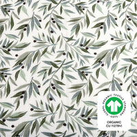T28238,Olive Branches Muslin Swaddle in GOTS Certified Organic Cotton
