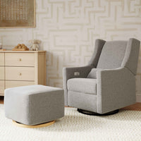 M26385PGEWLB,Kiwi Gliding Ottoman in Performance Grey Eco-Weave w/ Light Wood Base