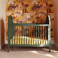 M25601FRGRNC,Bondi Cane 3-in-1 Convertible Crib w/ Toddler Bed Kit in Forest Green w/ Natural Cane