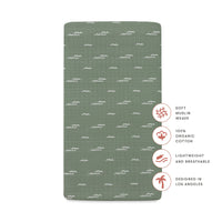 T27135,Ocean Waves Muslin Crib Sheet in GOTS Certified Organic Cotton