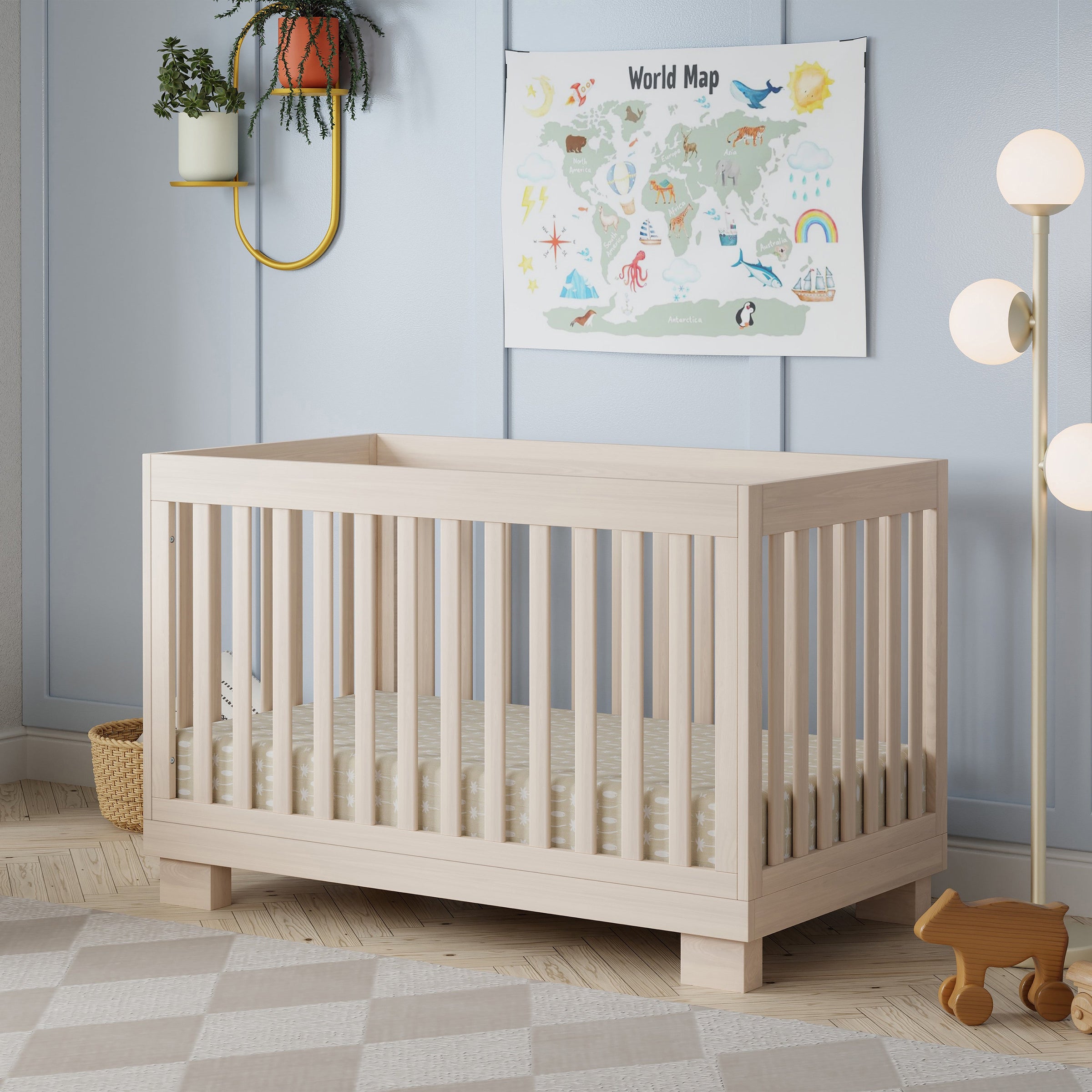 M6701NX,Modo 3-in-1 Convertible Crib w/Toddler Bed Conversion Kit in Washed Natural