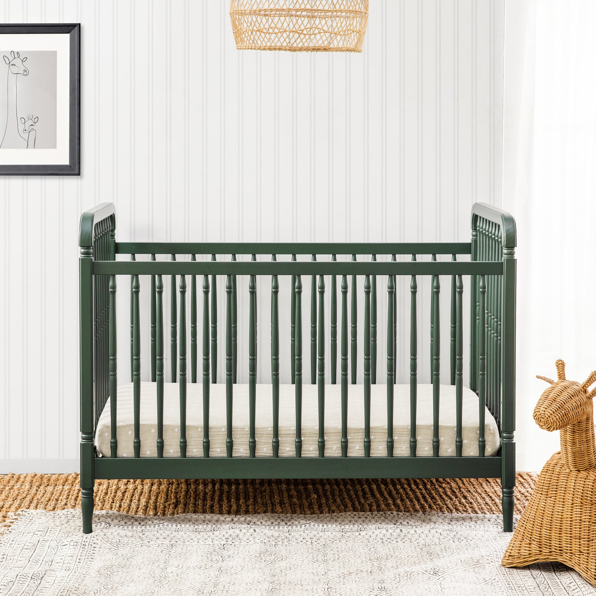 M7101FRGR,Liberty 3-in-1 Convertible Spindle Crib w/Toddler Bed Conversion Kit in Forest Green