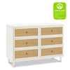 M23716RWHC,Marin with Cane 6 Drawer Assembled Dresser in Warm White and Honey Cane