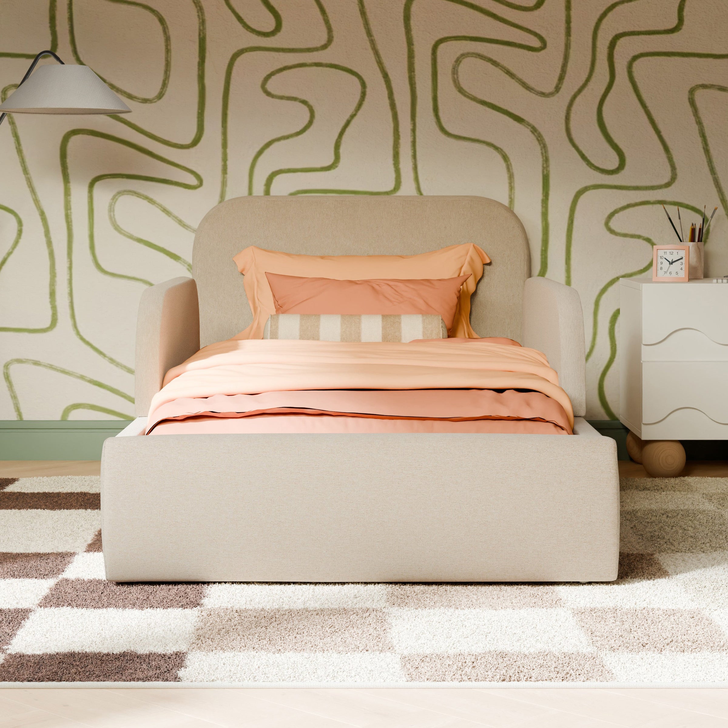 M32099PBEW,Upholstered Twin/Full Bed Guardrails in Performance Beach Eco-Weave