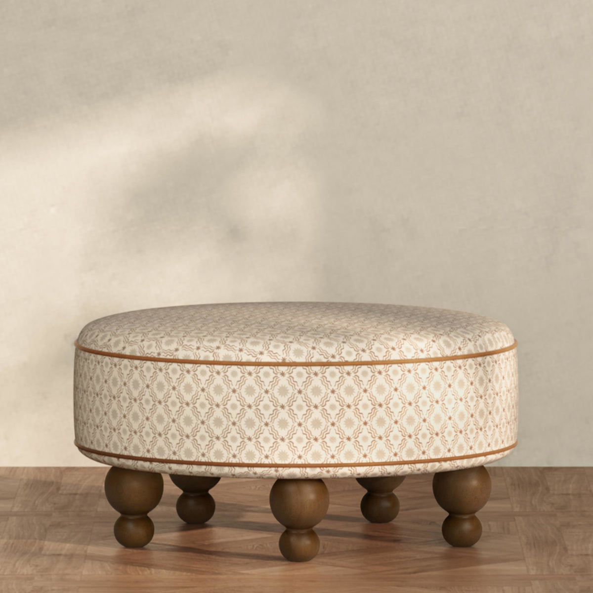 M33385BSRCTF,Nate Berkus x Babyletto Astre Ottoman in Perf Bronze Star Eco-Crossweave w/Toffee feet