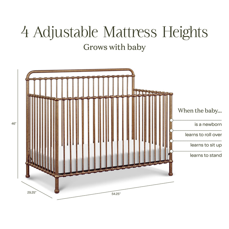 M15301VG,Winston 4-in-1 Convertible Crib in Vintage Gold