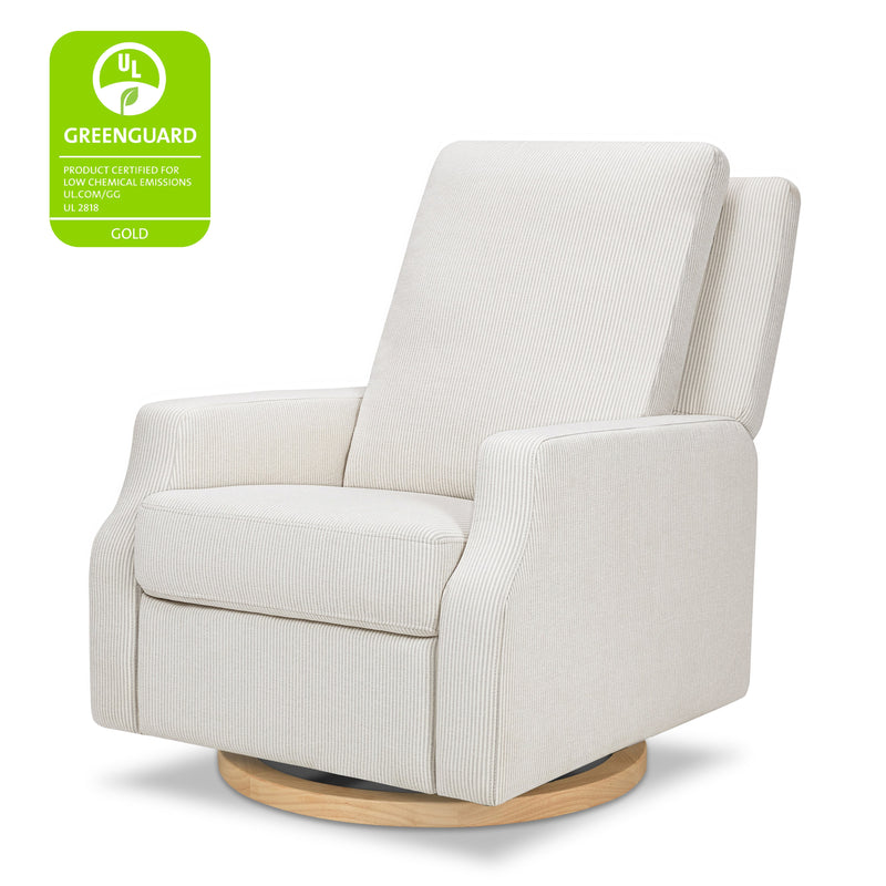 M22287FCSLB,Crewe Recliner and Swivel Glider in Fog Chatham Stripe Performance Eco-Weave w/LB