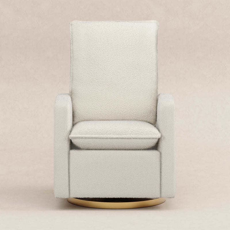 M20987WBG,Cali Pillowback Swivel Glider in Ivory Boucle w/ Gold Base