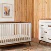 M5801WNL,Scoot 3-in-1 Convertible Crib w/ToddlerBed Conversion Kit in White/NaturalWalnut