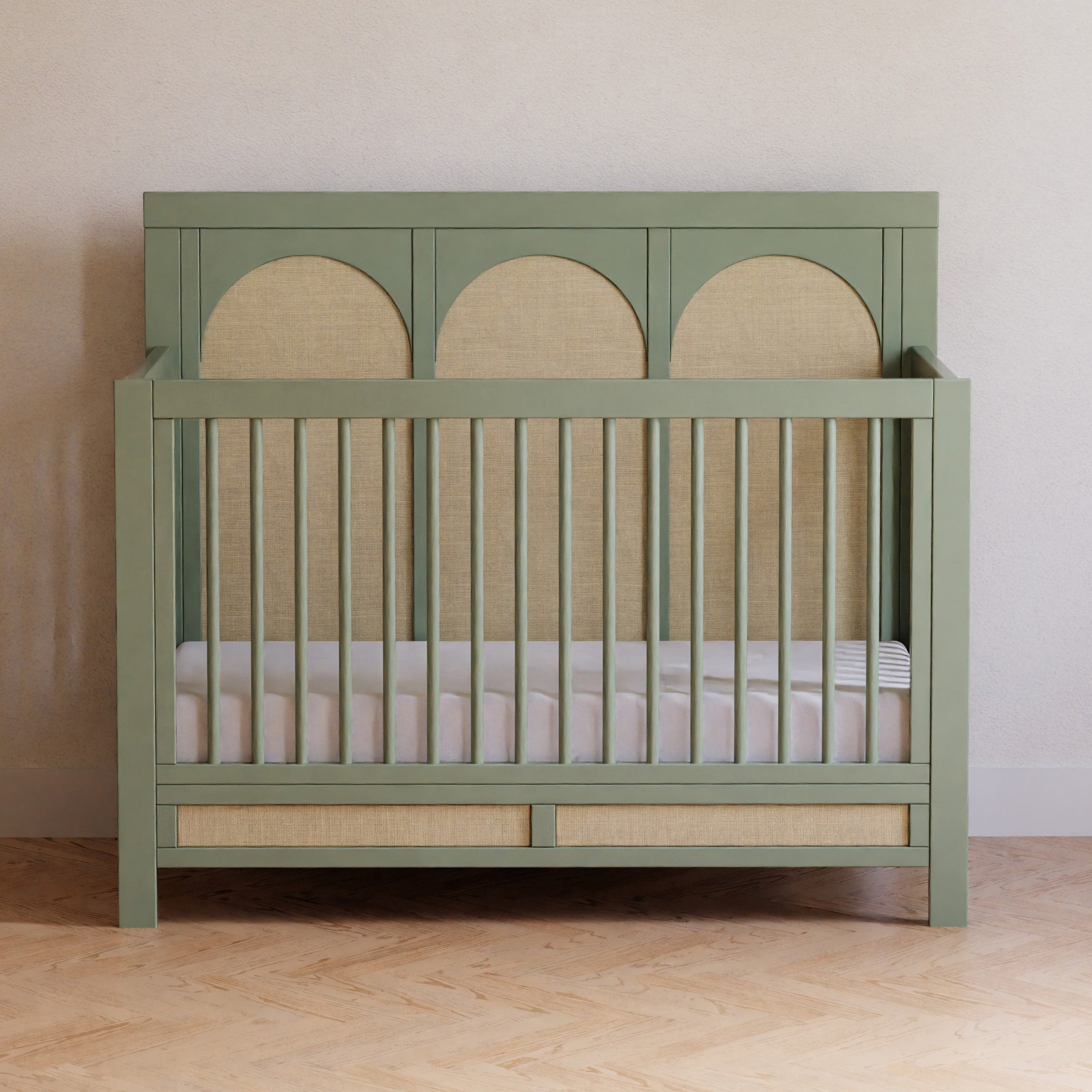 M24801FSPSEW,Eloise 4-in-1 Convertible Crib in French Sage and Performance Sand Eco-Weave