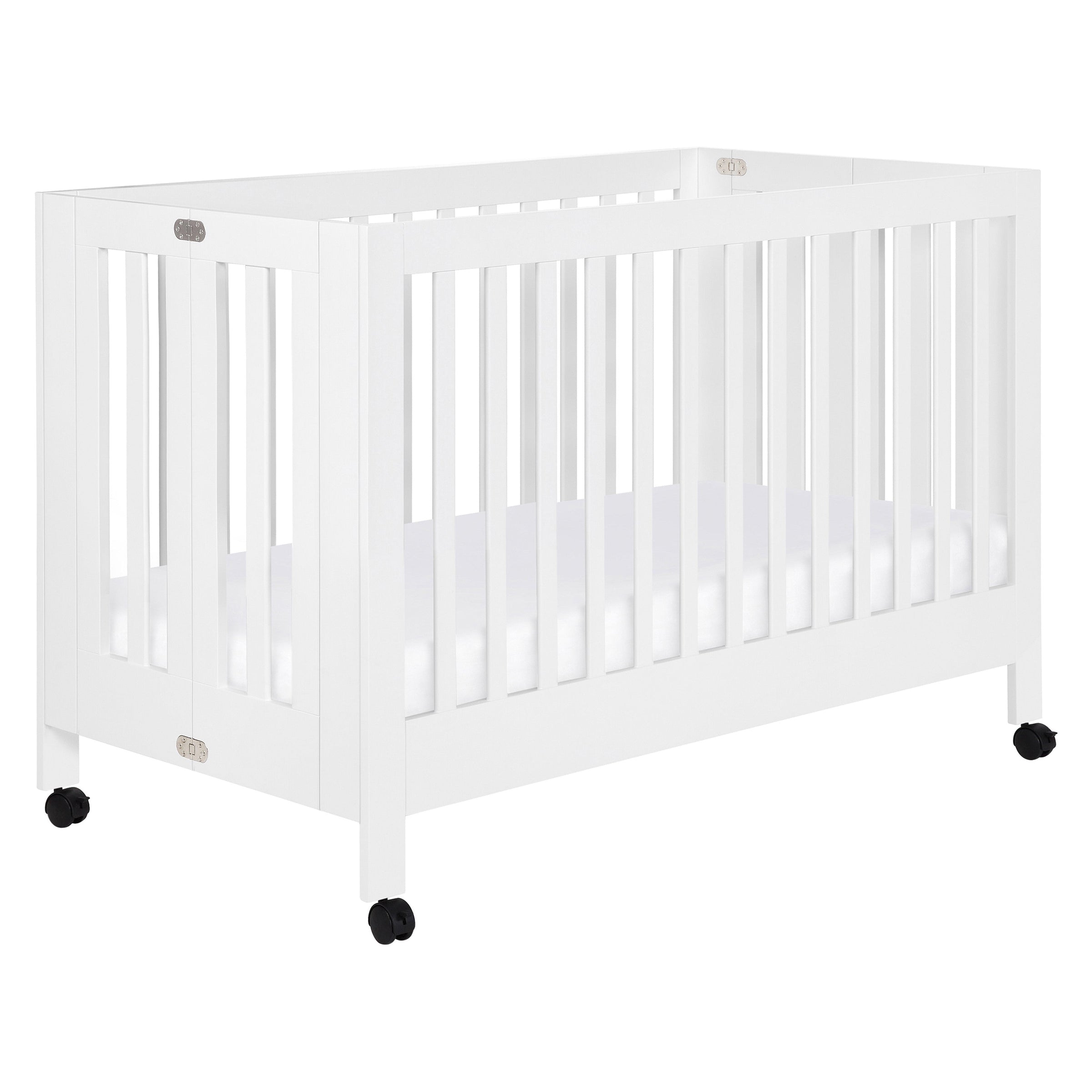 M6601W,Maki Full-Size Folding Crib w/Toddler Bed Conversion Kit in White Finish