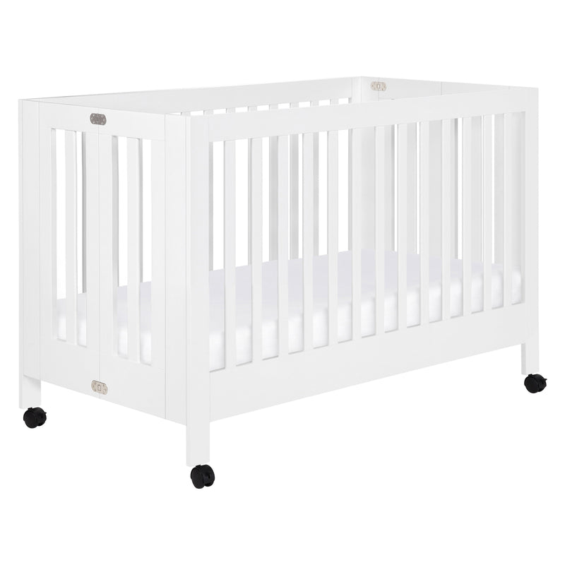 M6601W,Maki Full-Size Folding Crib w/Toddler Bed Conversion Kit in White Finish