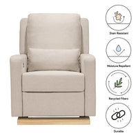 M23085PBEWLB,Sigi Glider Recliner w/ Electronic Control and USB in Performance Beach Eco-Weave w/Light Wood Base