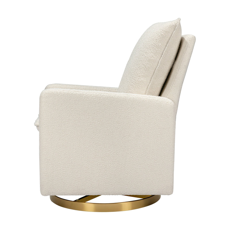 M20987WBG,Cali Pillowback Swivel Glider in Ivory Boucle w/ Gold Base