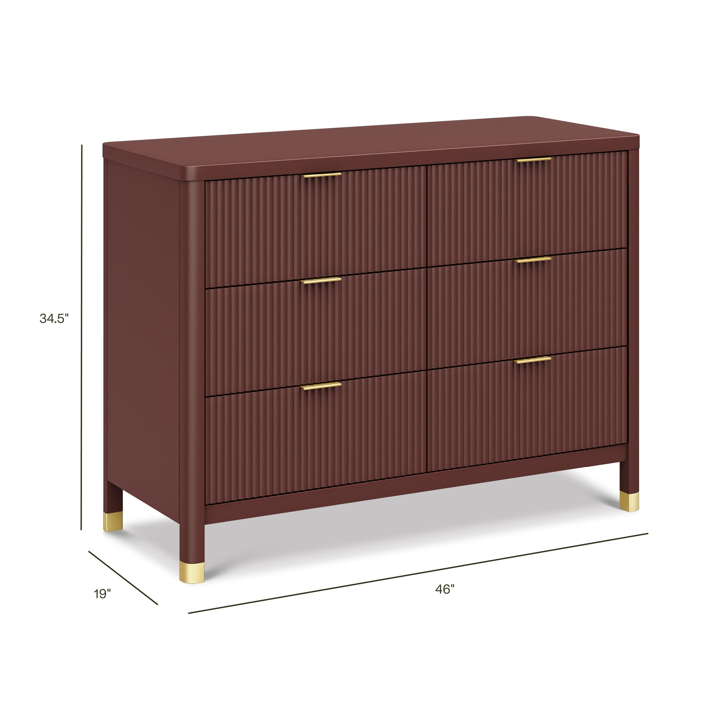 M26716CR,Brimsley Tambour 6-Drawer Assembled Dresser in Crimson