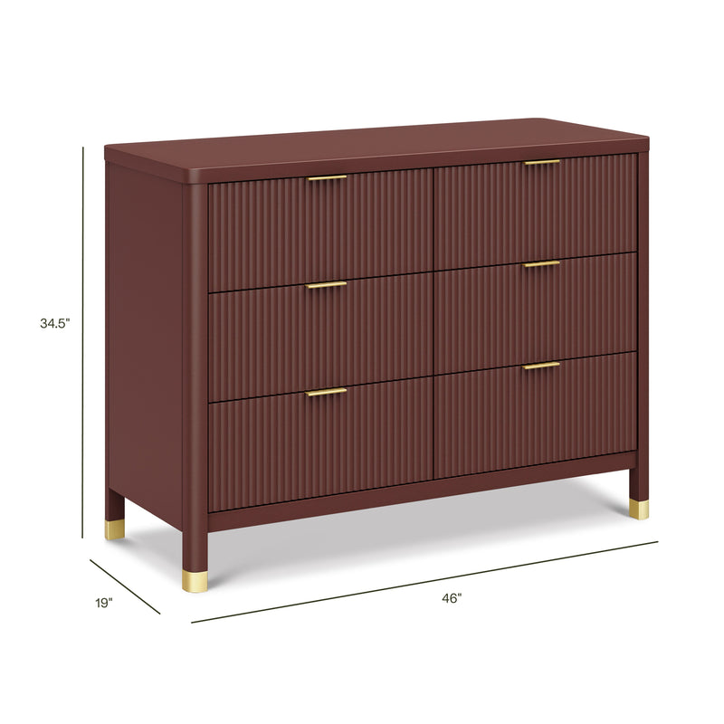 M26716CR,Brimsley Tambour 6-Drawer Assembled Dresser in Crimson