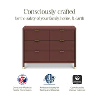 M26716CR,Brimsley Tambour 6-Drawer Assembled Dresser in Crimson