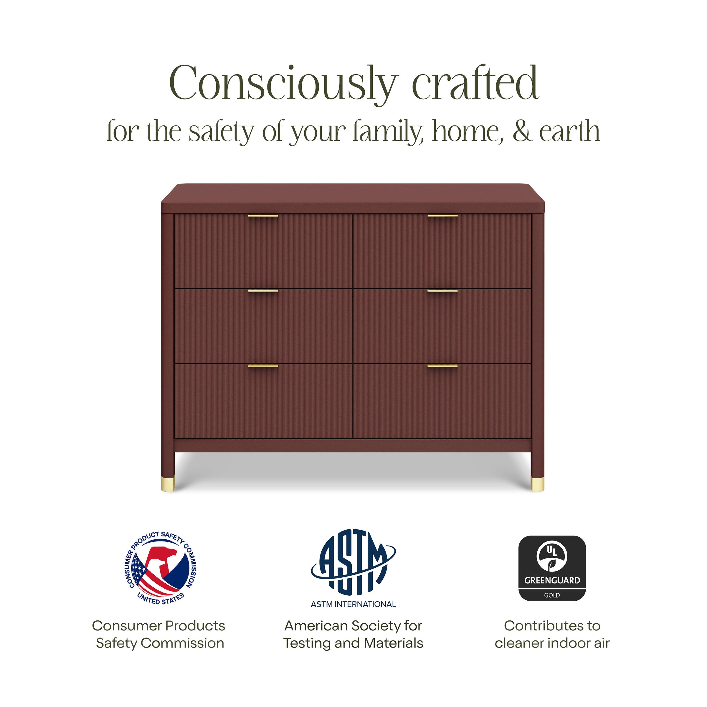 M26716CR,Brimsley Tambour 6-Drawer Assembled Dresser in Crimson