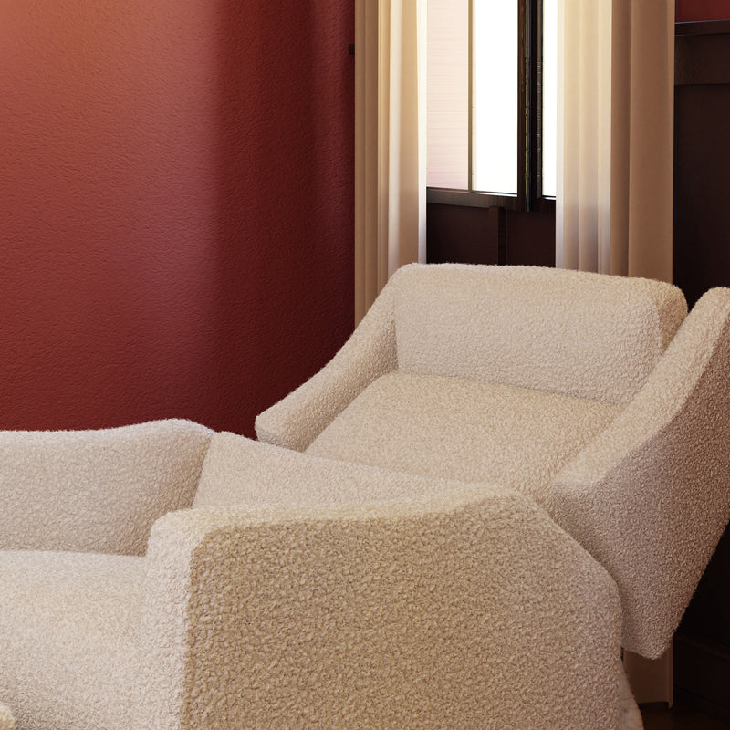 M11286AT,Kiwi Plus Power Glider Recliner w/ Power Headrest in Almond Teddy Loop