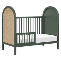M25601FRGRNC,Bondi Cane 3-in-1 Convertible Crib w/ Toddler Bed Kit in Forest Green w/ Natural Cane