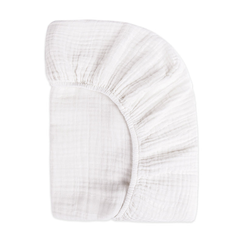 T29435,Plain White Muslin Crib Sheet in GOTS Certified Organic Cotton