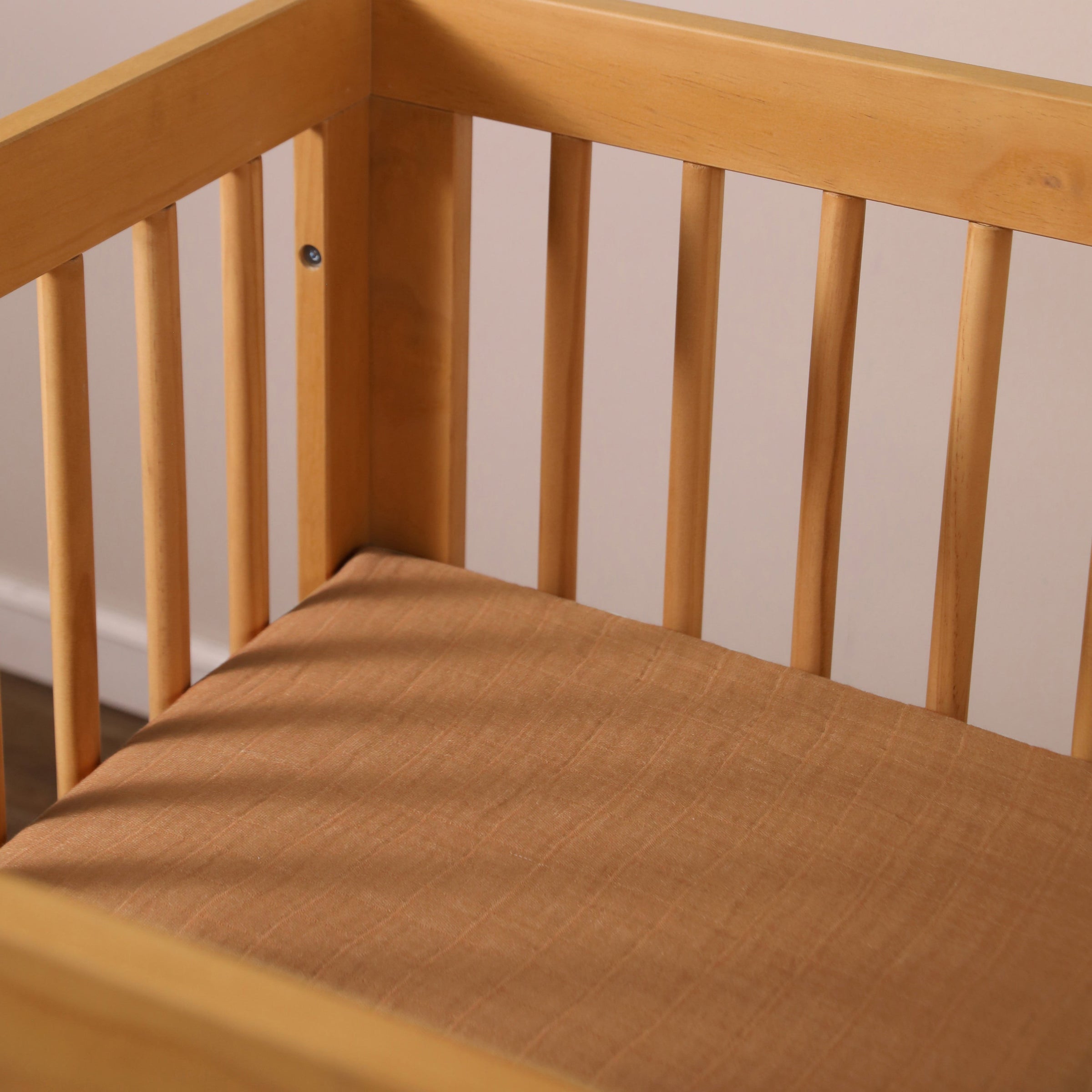 T29535BTS,Burnt Sienna Muslin Crib Sheet in GOTS Certified Organic Cotton