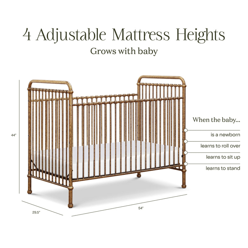 M15501VG,Abigail 3-in-1 Convertible Crib in Vintage Gold