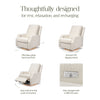 M22286WBLB,Crewe Electronic Swivel Glider Recliner in Ivory Boucle w/Light Wood Base