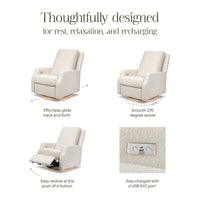 M22286WBLB,Crewe Electronic Swivel Glider Recliner in Ivory Boucle w/Light Wood Base