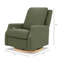 M22286OBLB,Crewe Electronic Swivel Glider Recliner in Olive Boucle w/Light Wood Base