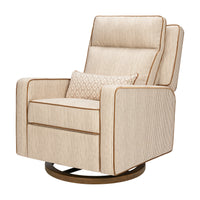 M23082BSCTB,Nate Berkus x Babyletto Sigi Pro Power Recliner in Perf Bronze Stripe Eco-Crossweave w/Toffee Base