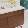 M15916RWNL,Palma 7-Drawer Double Dresser  Assembled in Warm White w/Natural Walnut