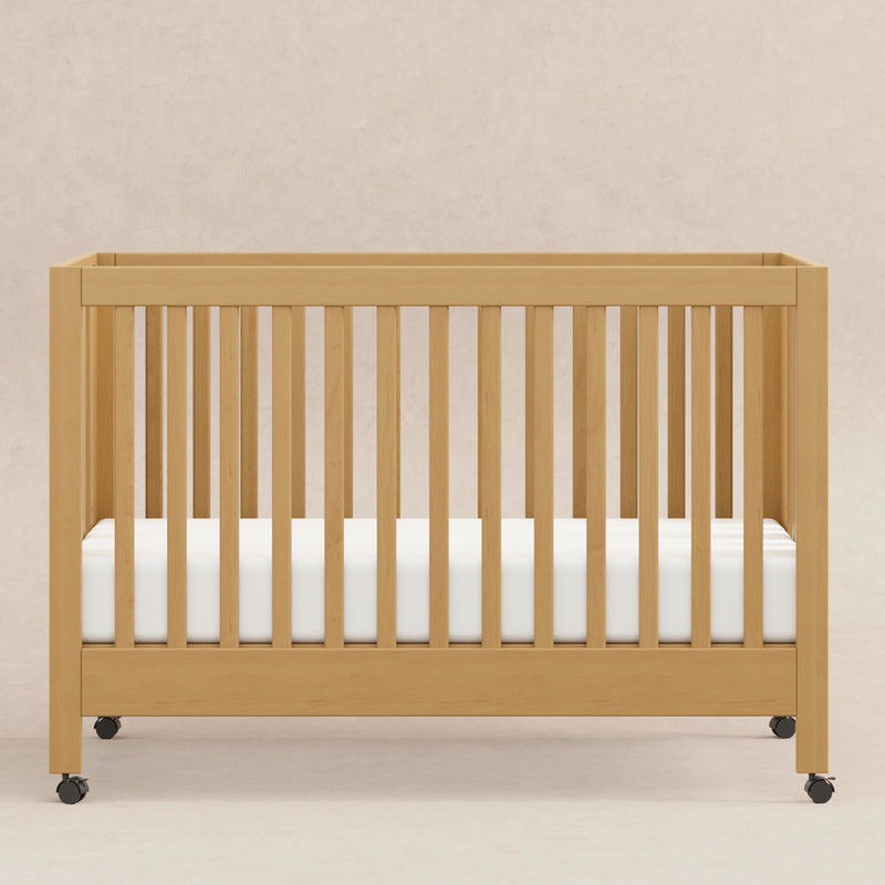 M6601HY,Maki Full-Size Folding Crib w/ Toddler Bed Conversion Kit in Honey