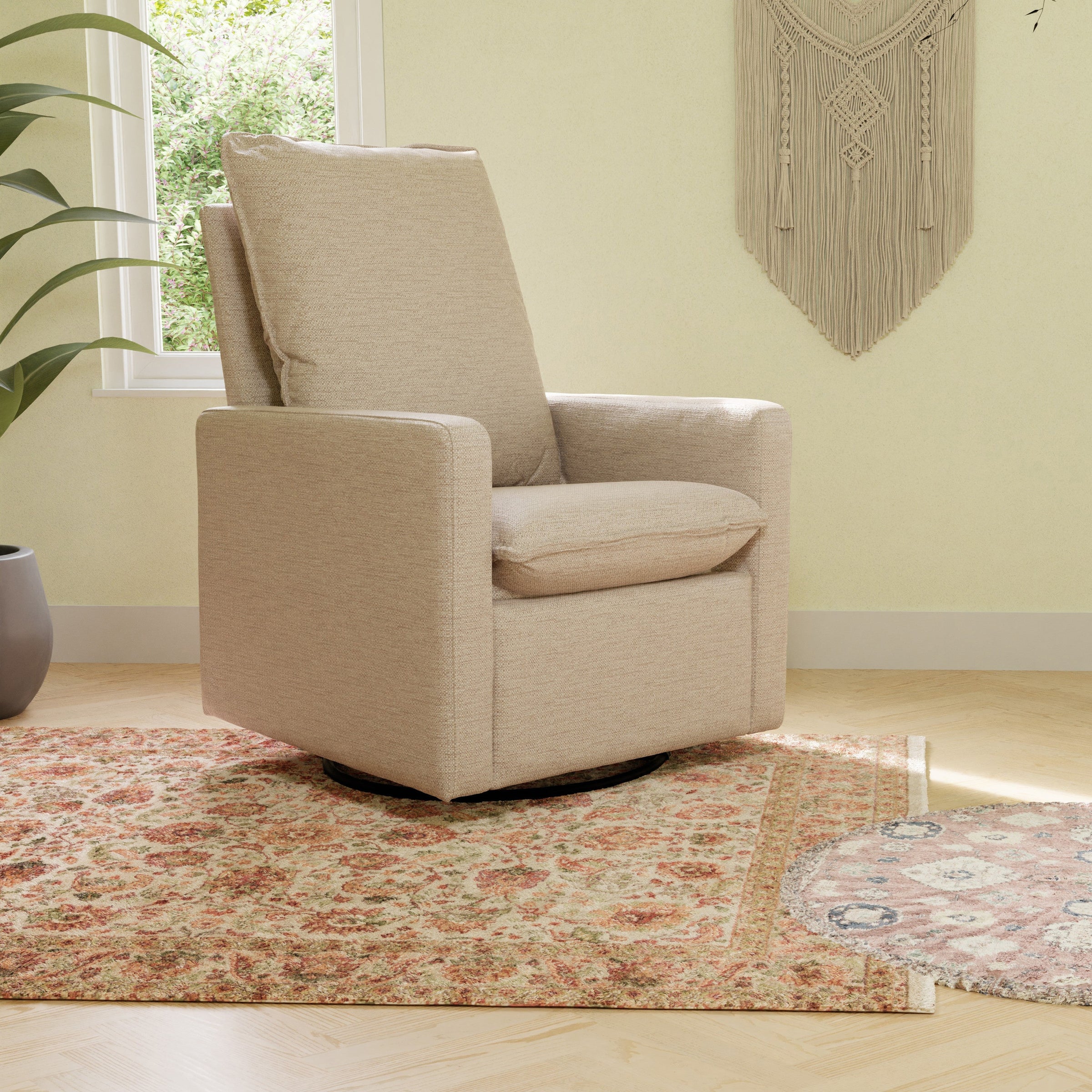 M20987PBEW,Cali Pillowback Swivel Glider in Performance Beach Eco-Weave
