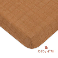 T29536BTS,Burnt Sienna Muslin Mini Crib Sheet in GOTS Certified Organic Cotton