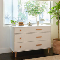 M9016WN,Lolly 6-Drawer Double Dresser  Assembled in White/Natural