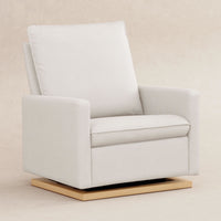 M20984PCMEWLB,Cali Pillowback Chair and a Half Glider in Performance Cream Eco-Weave w/ Light Wood Base
