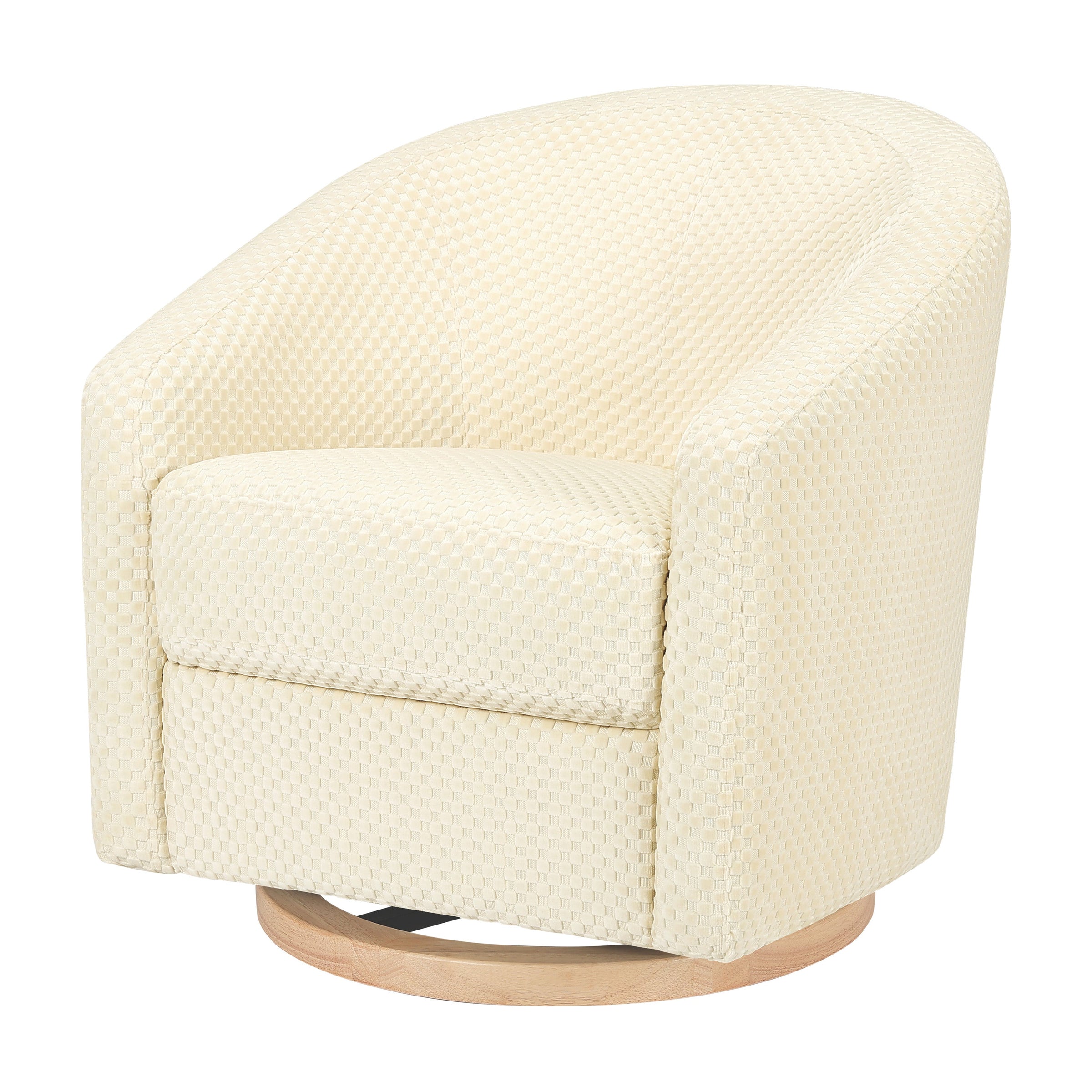 M5887IVCL,Madison Swivel Glider in Ivory Velvet Checker w/ Light Wood Base