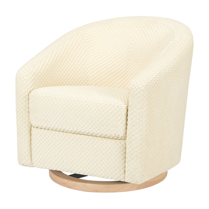 M5887IVCL,Madison Swivel Glider in Ivory Velvet Checker w/ Light Wood Base