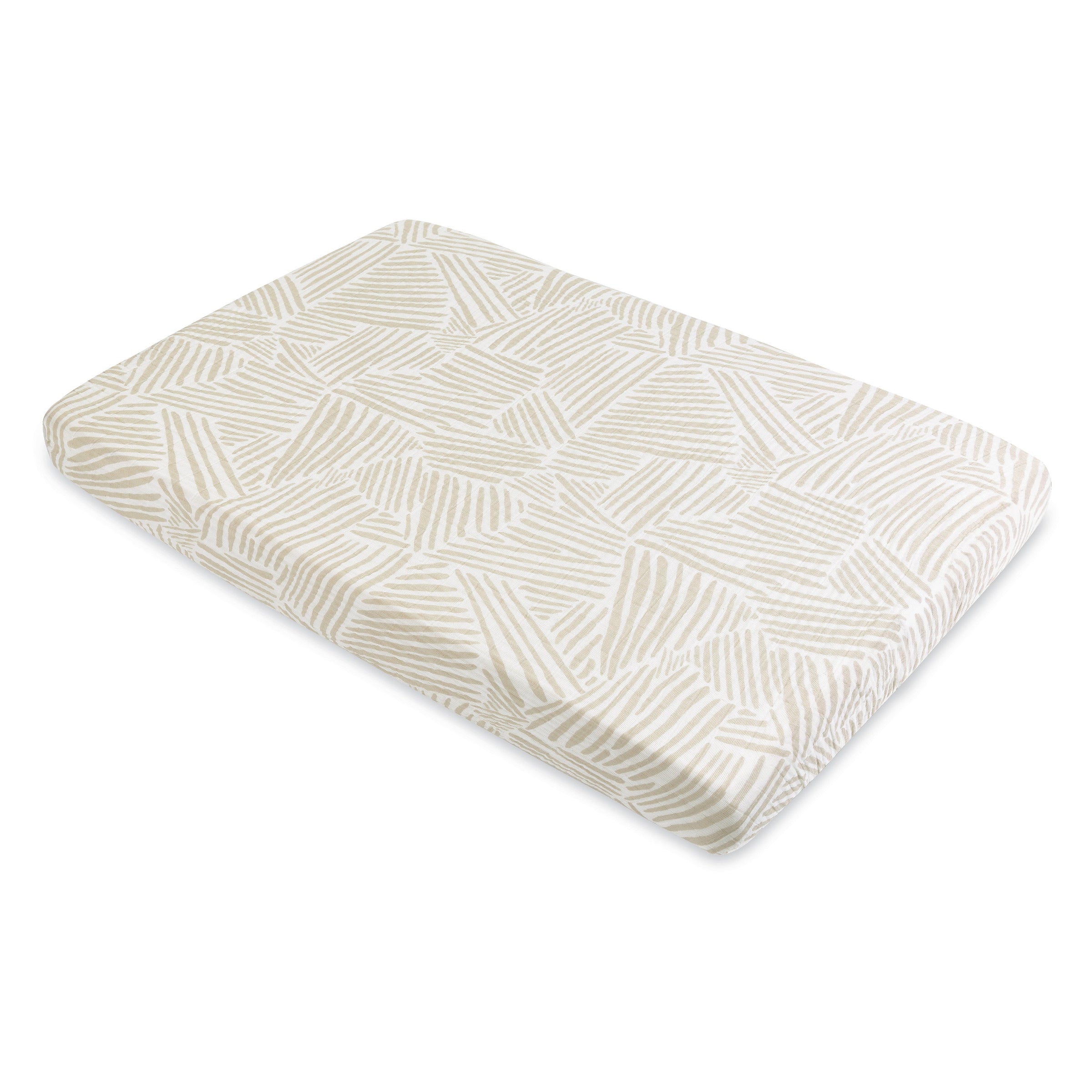 T29236,Oat Stripe Muslin Mini Crib Sheet in GOTS Certified Organic Cotton